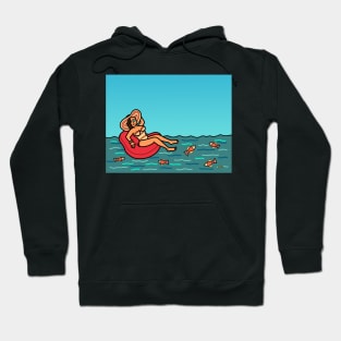 Young female woman in swim ring floatie summer Hoodie